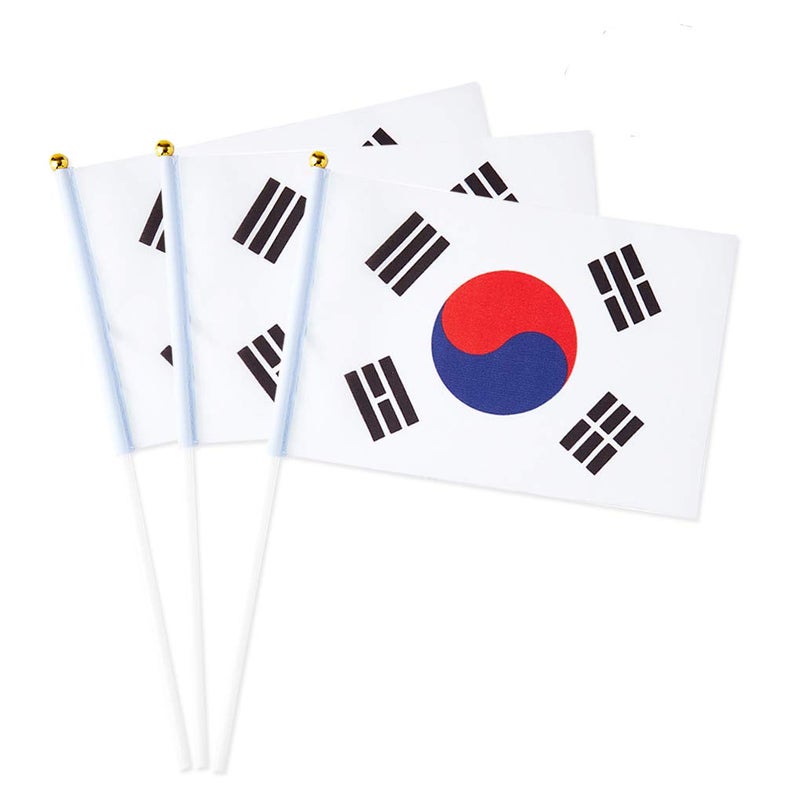 mflagperft South Korea Flag South Korean Flag, Small Mini Handheld South Korea Flags on Stick, Ideal for Party Parades Sports Events Patriotic Festival Decorations - Image 1
